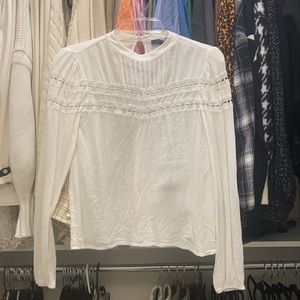 1 State long sleeve blouse with lace detail
